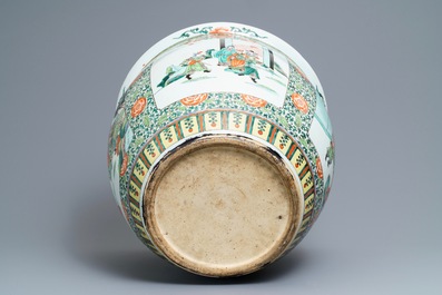 A Chinese famille verte fish bowl, 19th C.