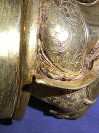 Un mod&egrave;le de Jambhala en bronze dor&eacute;, Sino-Tibet, 19/20&egrave;me