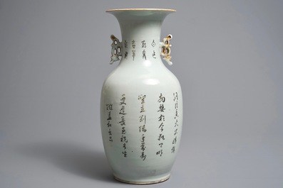 Een Chinese qianjiang cai vaas en een hoedensteun, 19/20th C.