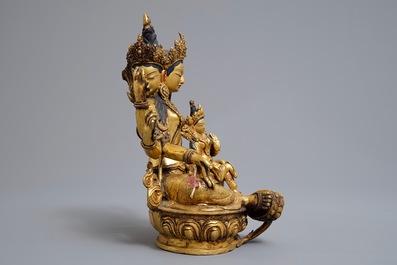 Cinq mod&egrave;les de Bouddha en bronze dor&eacute;, Sino-Tibet, 19/20&egrave;me