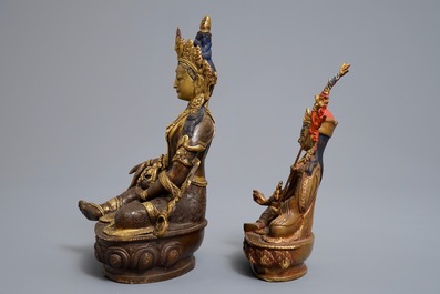 Cinq mod&egrave;les de Bouddha en bronze dor&eacute;, Sino-Tibet, 19/20&egrave;me