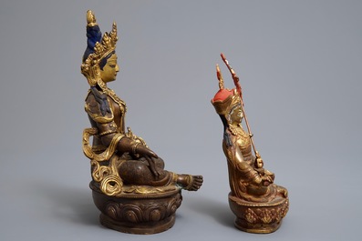 Cinq mod&egrave;les de Bouddha en bronze dor&eacute;, Sino-Tibet, 19/20&egrave;me