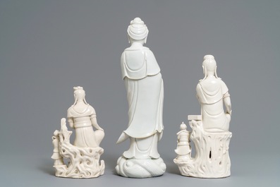 Three Chinese blanc de Chine groups, 19/20th C.