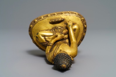 A gilt bronze figure of Buddha Vajrasana, Tibet, 15/16th C.