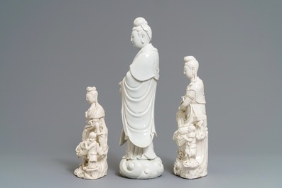 Three Chinese blanc de Chine groups, 19/20th C.