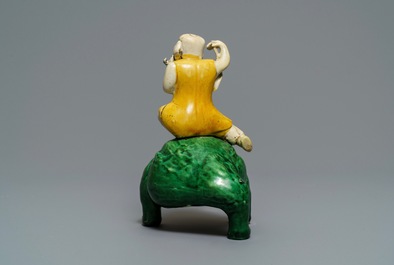 A Chinese verte biscuit model of Liu Hai on the toad, Kangxi