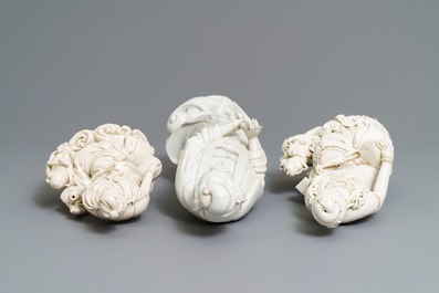 Three Chinese blanc de Chine groups, 19/20th C.