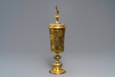 A German or Moravian silver-gilt cup and cover, 19th C. or earlier