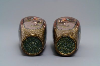 Three Japanese cloisonn&eacute; vases, Meiji, 19th C.