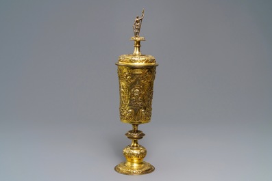 A German or Moravian silver-gilt cup and cover, 19th C. or earlier