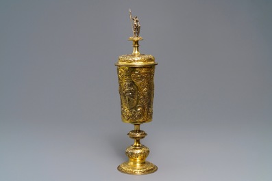 A German or Moravian silver-gilt cup and cover, 19th C. or earlier