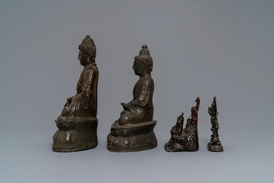 Quatre figures en bronze, Chine et Tibet, 18/19&egrave;me