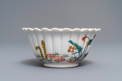 A Japanese Kakiemon fluted bowl and a small plate, Edo, 18th C.