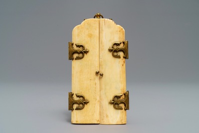 An Indo-Portuguese or Hispano-Philippine ivory triptych, 19th C. or older