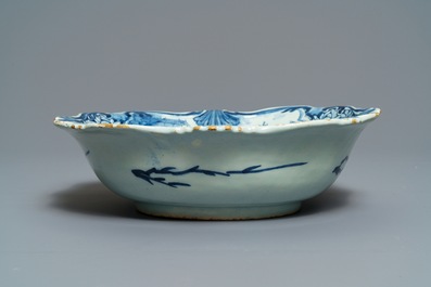 Two Dutch Delft blue and white salad bowls, 18th C.