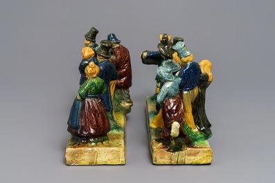 Two Flemish pottery groups, prob. Torhout, early 20th C.