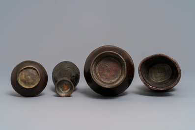 Four Chinese bronze vases, Song and later