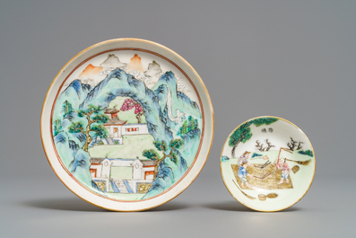 Trois pi&egrave;ces en porcelaine de Chine famille rose, 19&egrave;me