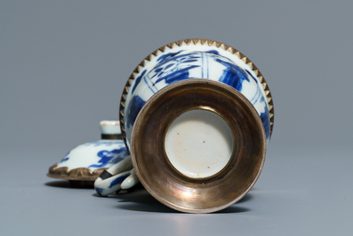 Four Chinese famille rose and blue and white jugs and teapots, Kangxi/Qianlong