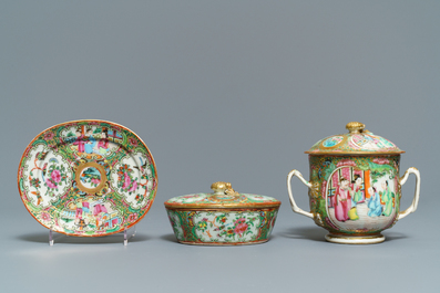 Een grote collectie Chinees Canton famille rose porselein, 19e eeuw