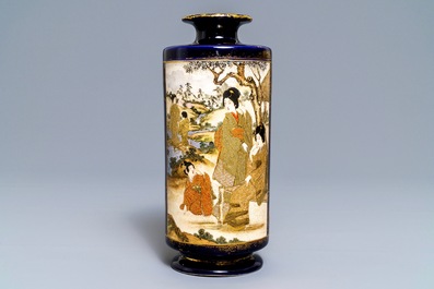 Een Japanse Satsuma vaas met krijgers, Meiji, 19e eeuw