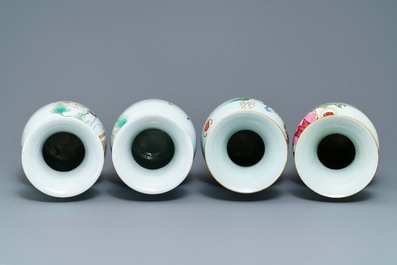 Four Chinese famille rose vases, 19/20th C.