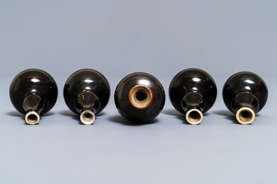 A Chinese monochrome black five-piece miniature garniture, Kangxi