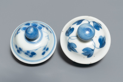 Cinq vases en porcelaine de Chine bleu et blanc, Kangxi