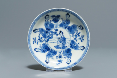 Een gevarieerde collectie Chinees blauwwit porselein, Kangxi