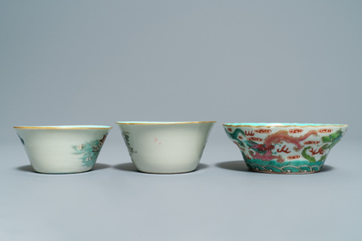 Nine Chinese famille rose bowls, 19th C.