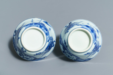 Een gevarieerde collectie Chinees blauwwit porselein, Kangxi