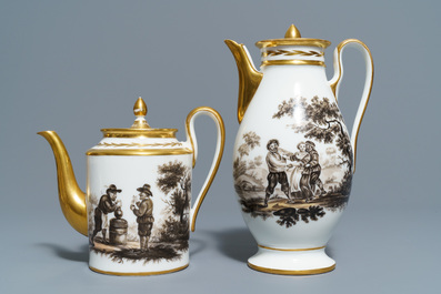 An 18-piece Paris or Brussels grisaille porcelain coffee service, 19th C.