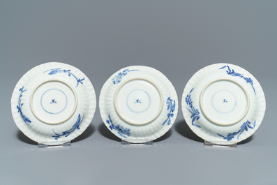 Een gevarieerde collectie Chinees blauwwit porselein, Kangxi