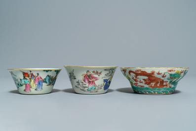 Nine Chinese famille rose bowls, 19th C.