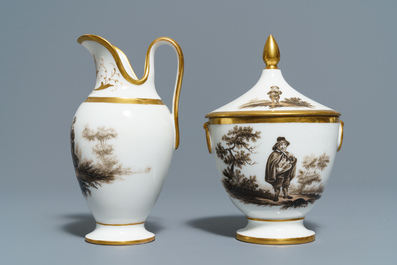 An 18-piece Paris or Brussels grisaille porcelain coffee service, 19th C.