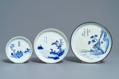 A varied collection of Chinese 'Bleu de Hue' Vietnamese market wares, 19th C.