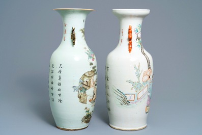 Deux vases en porcelaine de Chine qianjiang cai, 19/20&egrave;me