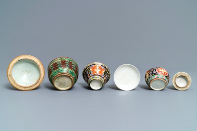 Five Chinese Thai market Bencharong-style bowls, 19th C.