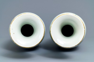 A pair of large Chinese famille rose 'immortals and cranes' vases, Republic, 20th C.