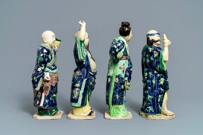 Un ensemble de huit figures en biscuit &eacute;maill&eacute; figurant 'Les Huit Immortels', Chine, R&eacute;publique, 20&egrave;me