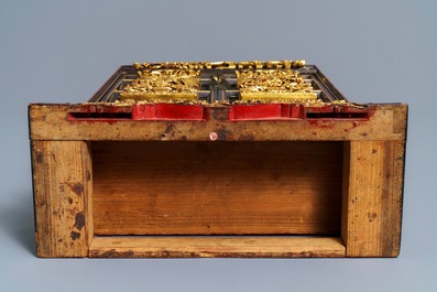 A Chinese Peranakan or Straits market gilded and lacquered altar cabinet, 19th C.