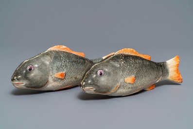 A pair of fine Chinese export fish tureens and covers, Qianlong