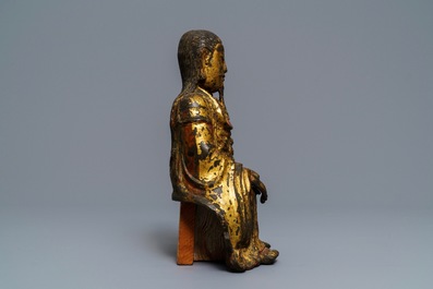 A Chinese gilt-lacquered bronze figure of Zhenwu, Ming