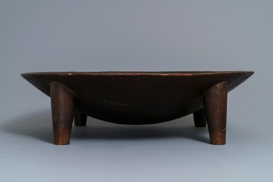 A large wooden Tanoa Dina or Kava bowl, Fiji, 19th C.