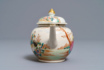 Une th&eacute;i&egrave;re couverte en porcelaine de Chine famille rose &agrave; sujet europ&eacute;en, Qianlong