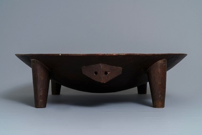 A large wooden Tanoa Dina or Kava bowl, Fiji, 19th C.