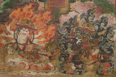 Een thangka met Padmasambhava, Tibet, 18/19e eeuw