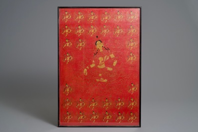 A red-ground thangka of Green Tara, Tibet, 17/18th C.