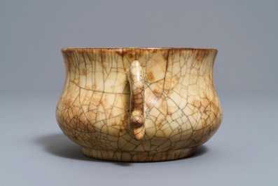 A Chinese ge-type crackle-glazed censer, Song or later