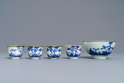 Een collectie divers Chinees 'Bleu de Hue' porselein voor de Vietnamese markt, 19e eeuw